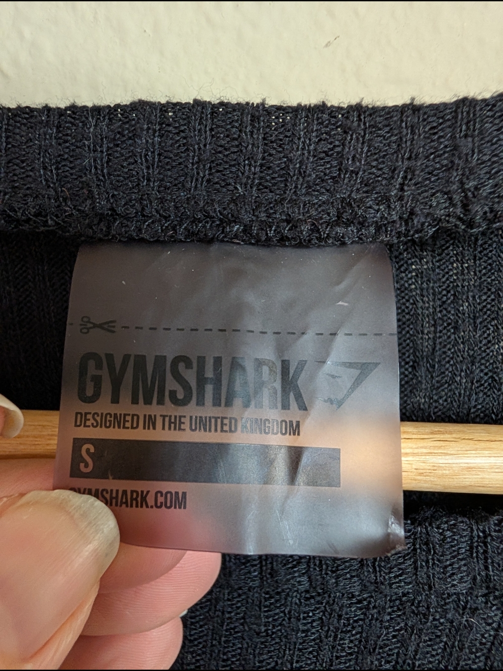 Gymshark‎ Ribbed Crop Top S Black Long Sleeve Drawstring Hem Athletic - Picture 2 of 6